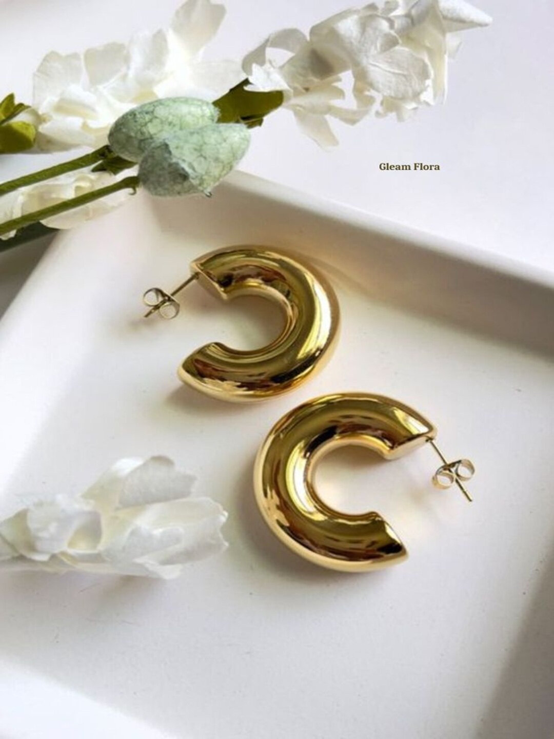 Серьги клипсы, акрил, gold — фото 1