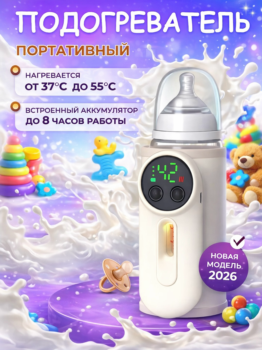 Портативный подогреватель для детских бутылочек, переносной, белый