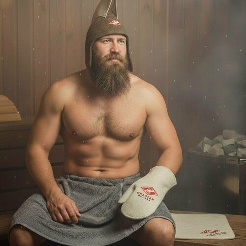 Изображение товара Банный набор Спартак "Гладиатор", войлок, цвет бежевый, 3 предмета