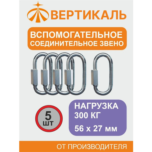 Вспомогательный карабин нагрузка 300 кг Вертикаль 5 штук