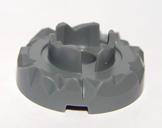 Turntable 4 x 4 Top with Jagged Edge and Three Segments (Atlantis Key Holder), 87750 Dark Bluish Gray U