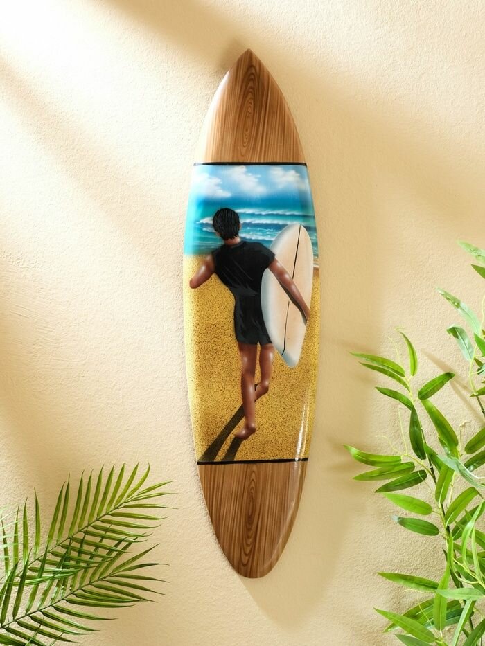 Панно Доска для сёрфа Сёрфингист , дерево, 80 21 см
