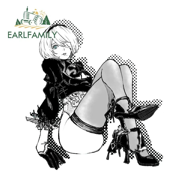 EARLFAMILY Крутые и наклейки Nier 2B для автомобиля, модные аниме-наклейки для холодильников, отличные устойчивые к царапинам гоночные аксессуары