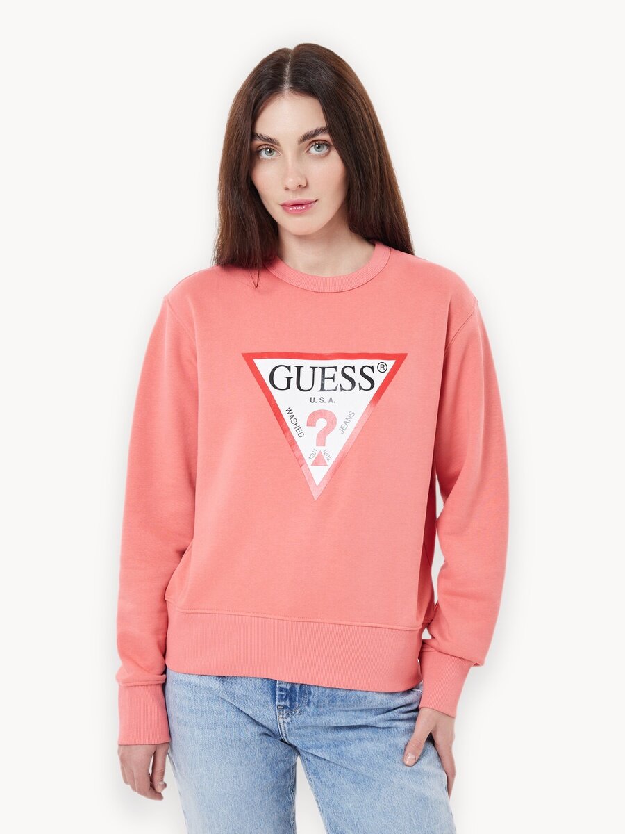 Джемпер GUESS CN ORIGINAL FLEECE, , размер L, розовый,