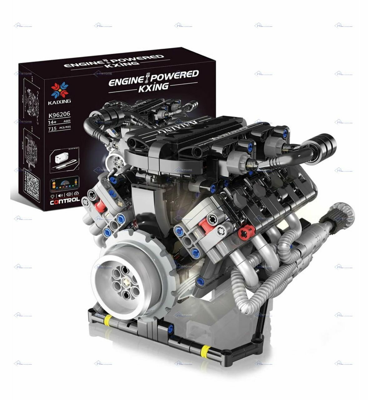 Конструктор K96206 модель внутреннего сгорания V8, 715 деталей