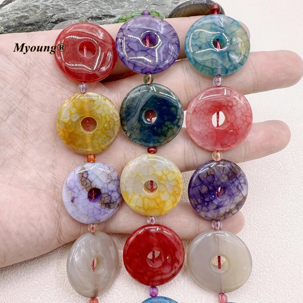 25 мм разноцветные агаты с венами дракона круглые бусины с фокусировкой целебный камень бусины с пряжкой мира MY 230599