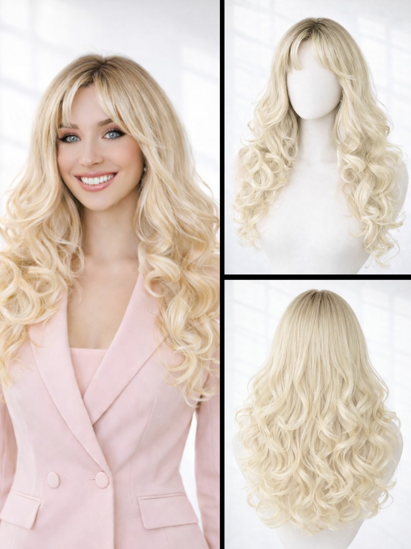 Женский парик синтетический 60 см, тон о 11/20, HAIR COLLECTION имитация натуральных волос, длинные волосы, с челкой, шт