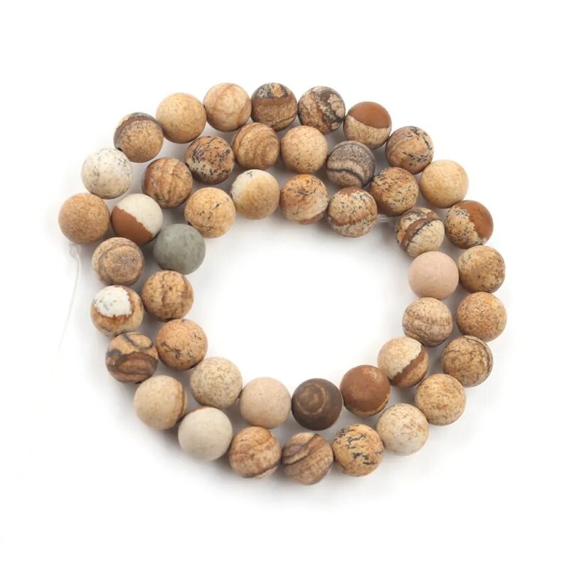 Бусины из песчаника Picture Jasper, бежевые, 6 мм