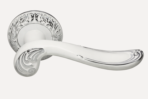 Изображение товара Ручка дверная Morelli MH-22-CLP W/PC белый/хром, ручки для межкомнатных дверей на круглой накладке комплект, фурнитура