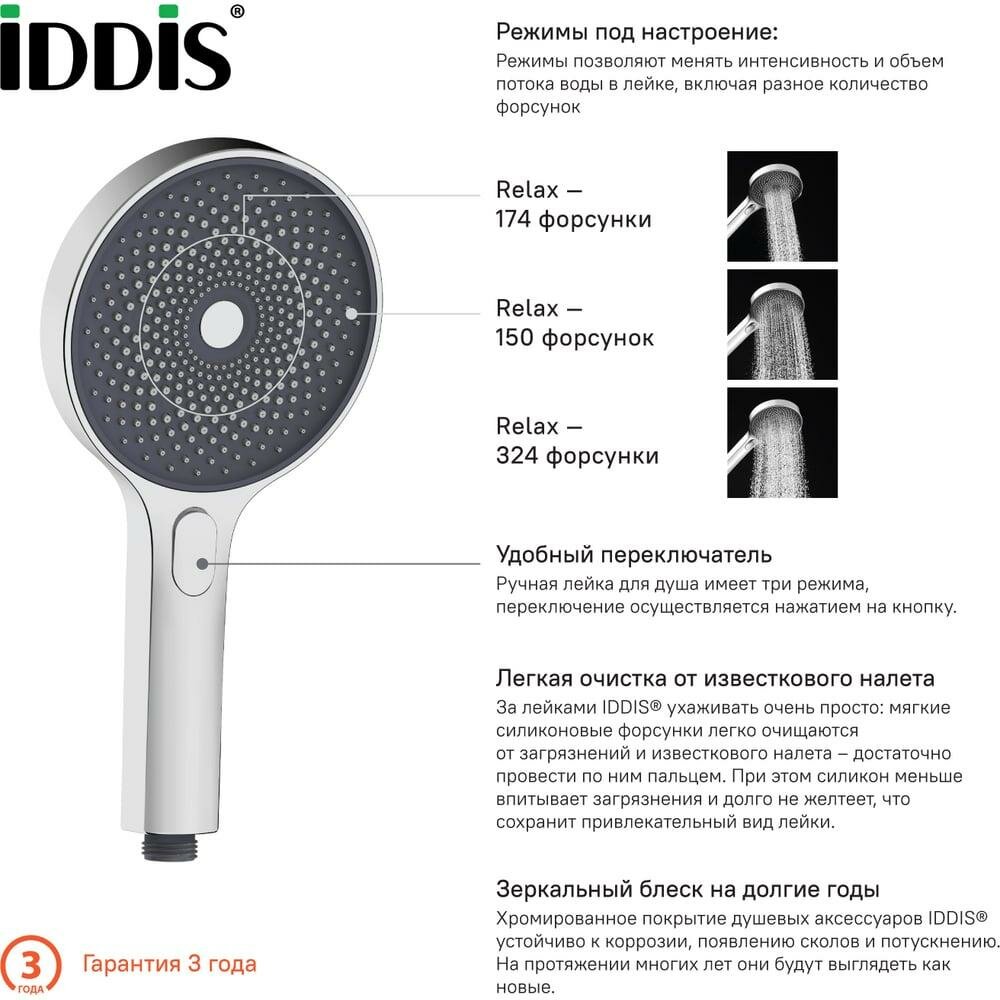 Лейка для душа IDDIS SpaHome хром SPA3F0Ci18 — фото 1