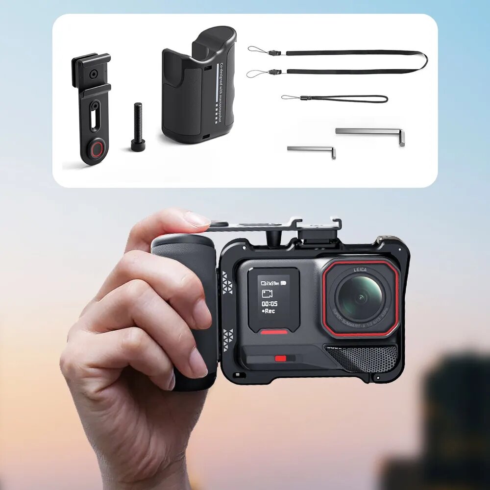 Держатель дубинки для Insta360, DJI Action, экшн-камер серии Hero черный, Материал: С, Длина: 8.12см, Количество: 1шт — фото 1