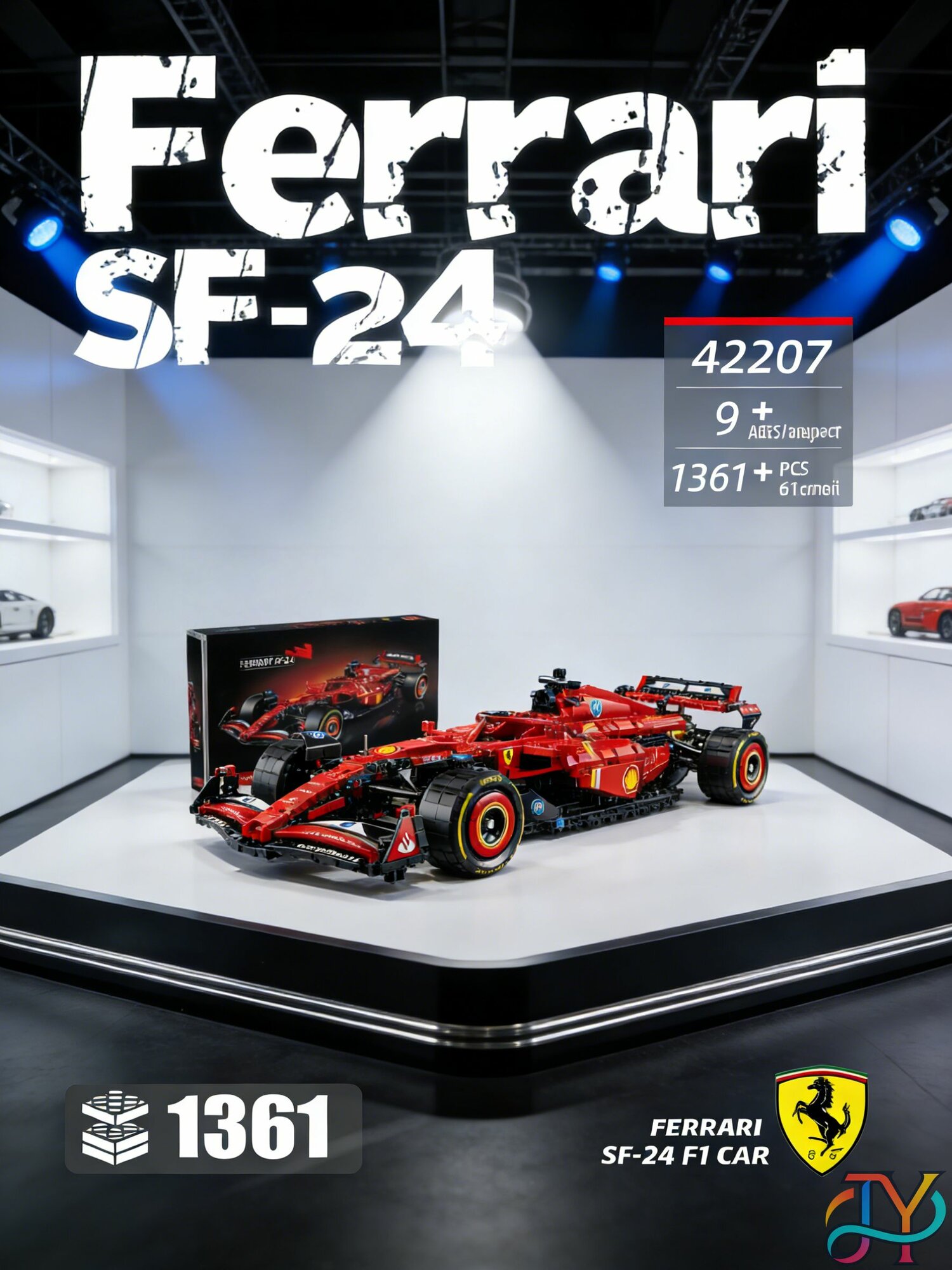 Конструктор Ferrari SF-24 для гонок Формулы-1, 1361 деталь, гоночные модели для мальчиков и коллекционеров