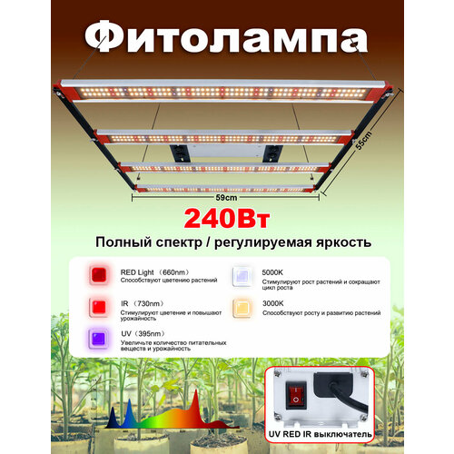 фото Диммируемая светодиодная лампа для роста растений / 240 вт lm281b+pro