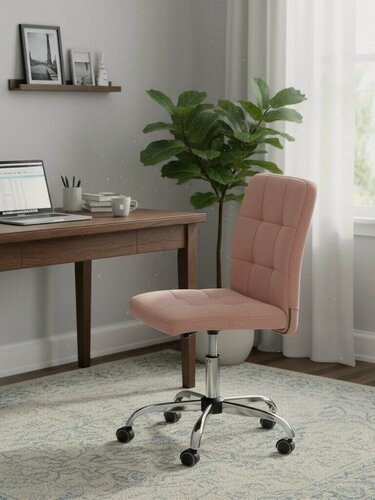 Изображение товара Кресло компьютерное TetChair, обивка велюр розовый, регулировка высоты, максимальная нагрузка 100 кг