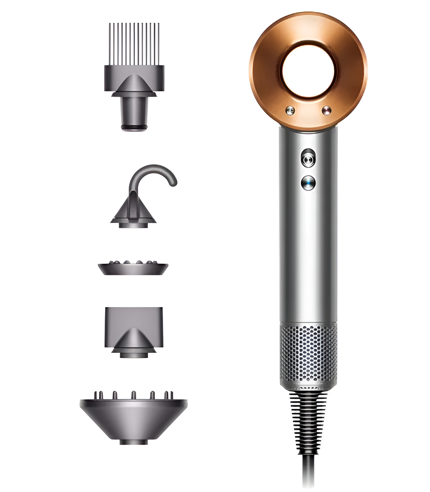 Фен Dyson Supersonic HD07 Nikel/Copper, 1600 Вт, 4 температурных режима, ионизация, холодный обдув