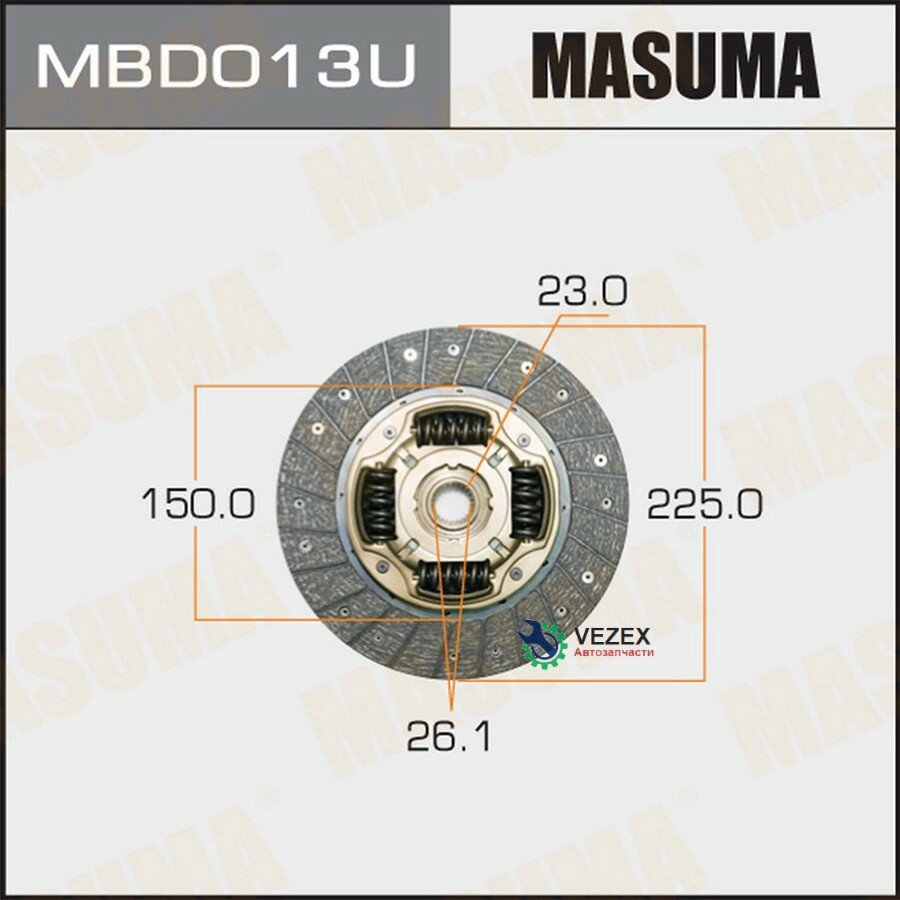 MASUMA MBD013U диск сцепления!\ Mitsubishi Pajero 2.5D-2.8D 86>/L200/L300 2.5D/TD 88>