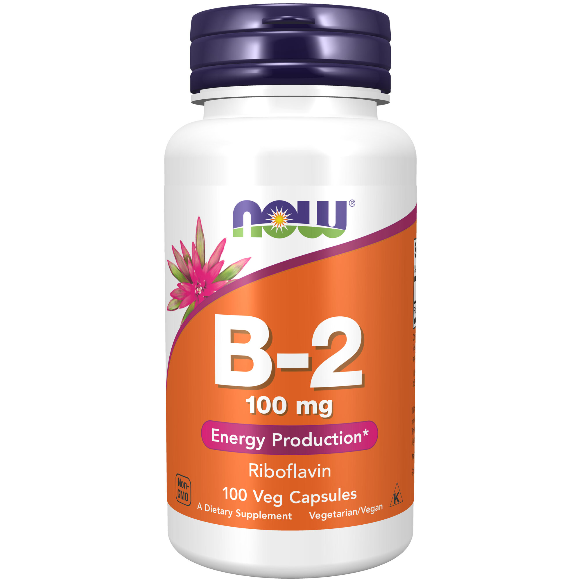 NOW Vitamin B2, Витамин В2 (рибофлавин), 100 мг, 100 растительных капсул, для кожи, нервной системы, для энергии