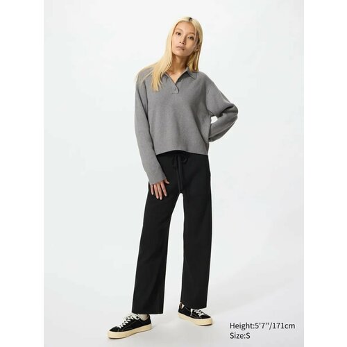 фото Брюки uniqlo washable knit ribbed pants, размер xl, черный