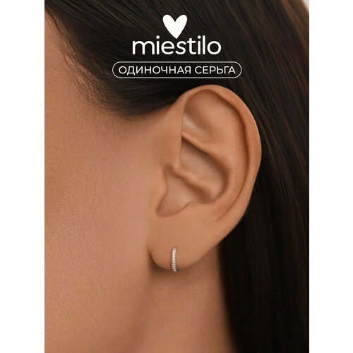 фото Моносерьга miestilo, серебро, 925 проба, родирование, фианит, длина 1.3 см, , silver