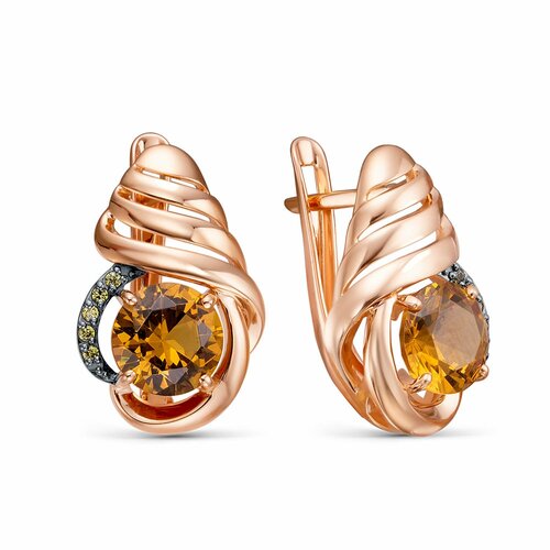фото Серьги diamant online, красное золото, 585 проба, султанит, фианит, длина 1.85 см, , мультиколор