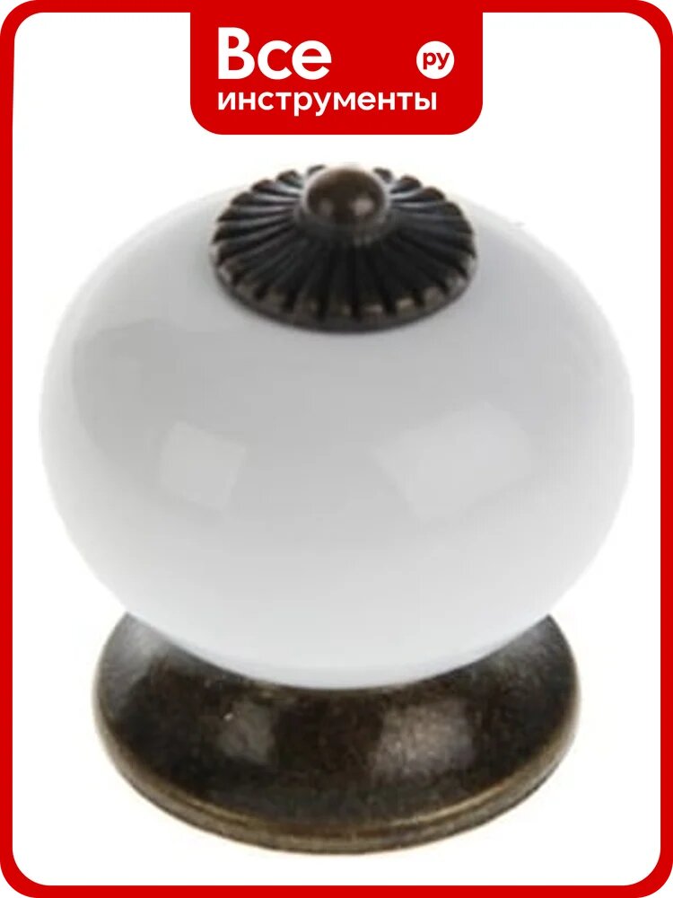 Ручка кнопка тундра DOME Ceramics 003, керамическая, белая, белая, накладной тип, глянцевое покрытие