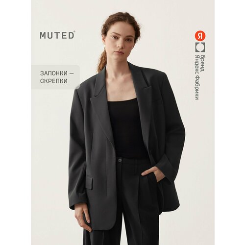 фото Пиджак muted oversize из костюмной ткани с потайной застёжкой, размер 3xl, темно-серый