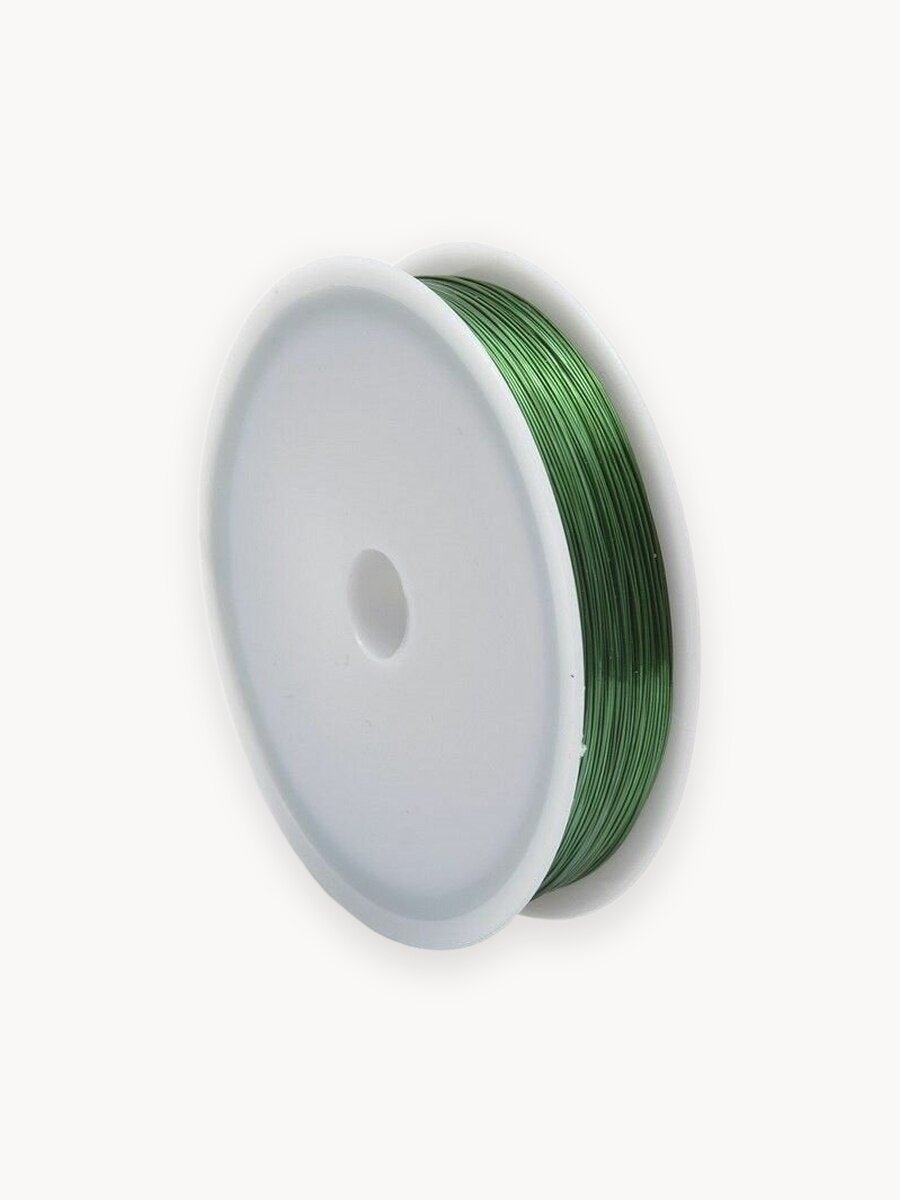 Проволока для бисера, рукоделия 0,3мм х 50метров, флористическая вязальная, оцинкованная зелёная