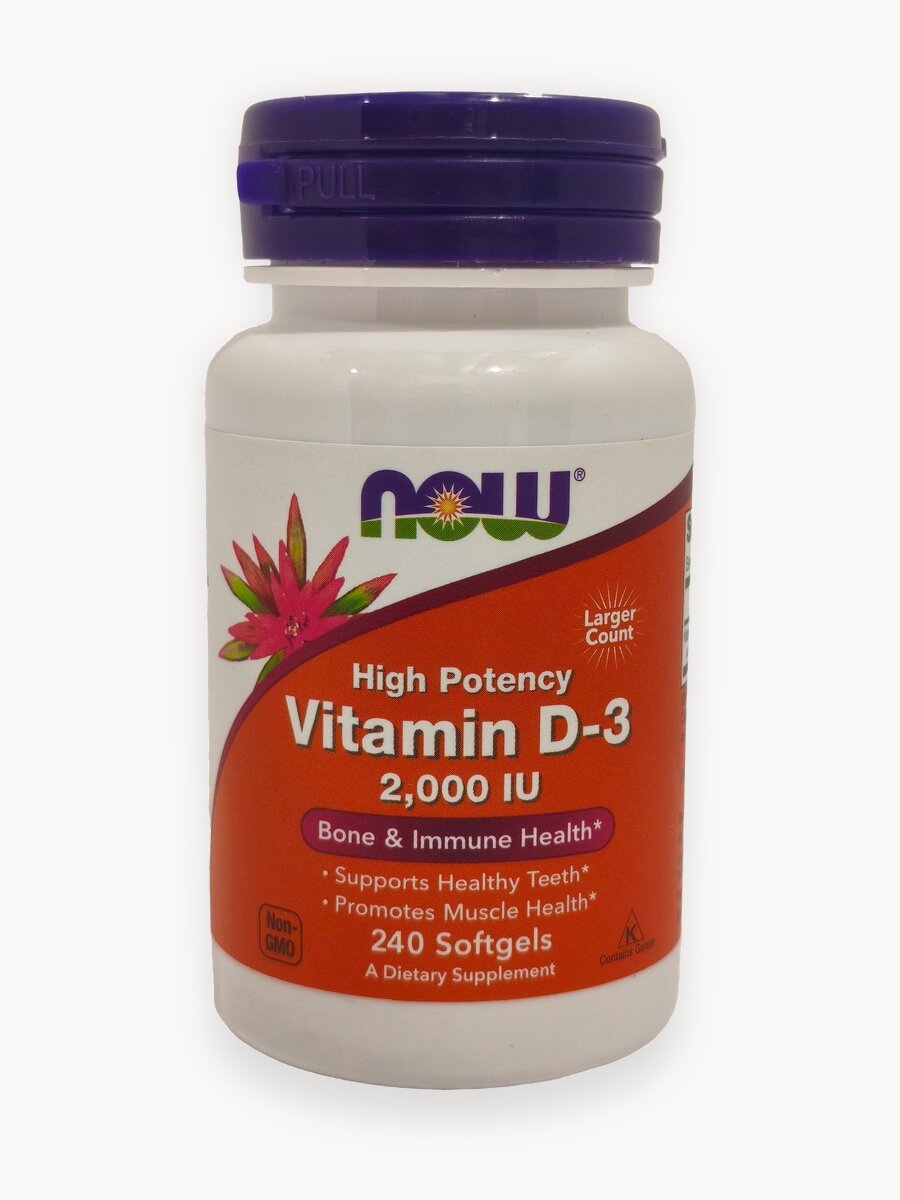 Now Foods, Vitamin D3, витамин D3, 2000 МЕ, 240 мягких капсул