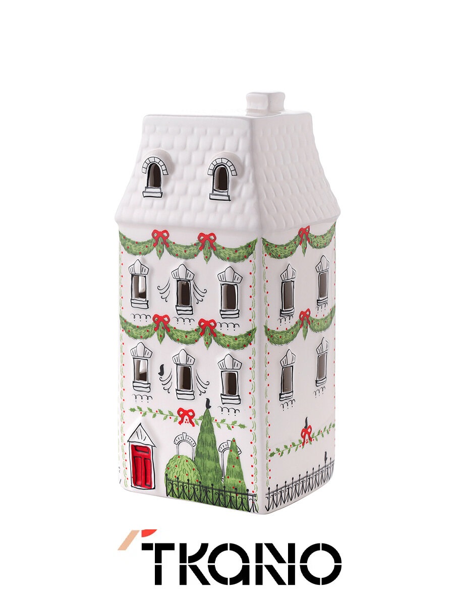 Домик с подсветкой Tkano New Year Essential Olgod  доломит  22см