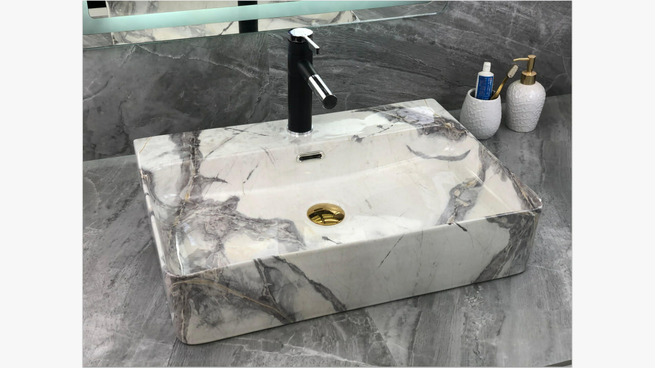 Раковина накладная OSSO 3140 NATURAL WHITE , керамическая, четырехугольник, белый, для ванной комнаты