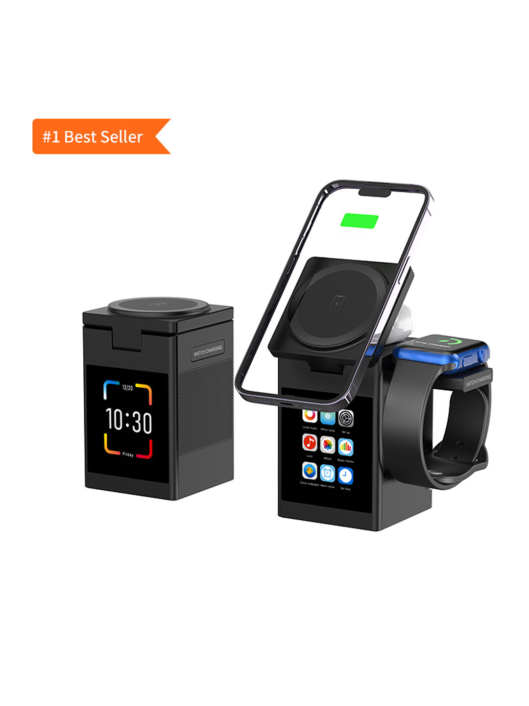 Зарядное устройство Savdo S5D, для iPhone/AirPods/iWatch, черное, серое, Wi-Fi, Bluetooth — фото 1