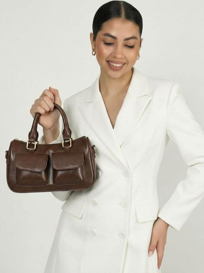 Сумка кросс-боди Evangelina May, фактура гладкая, коричневый — фото 1