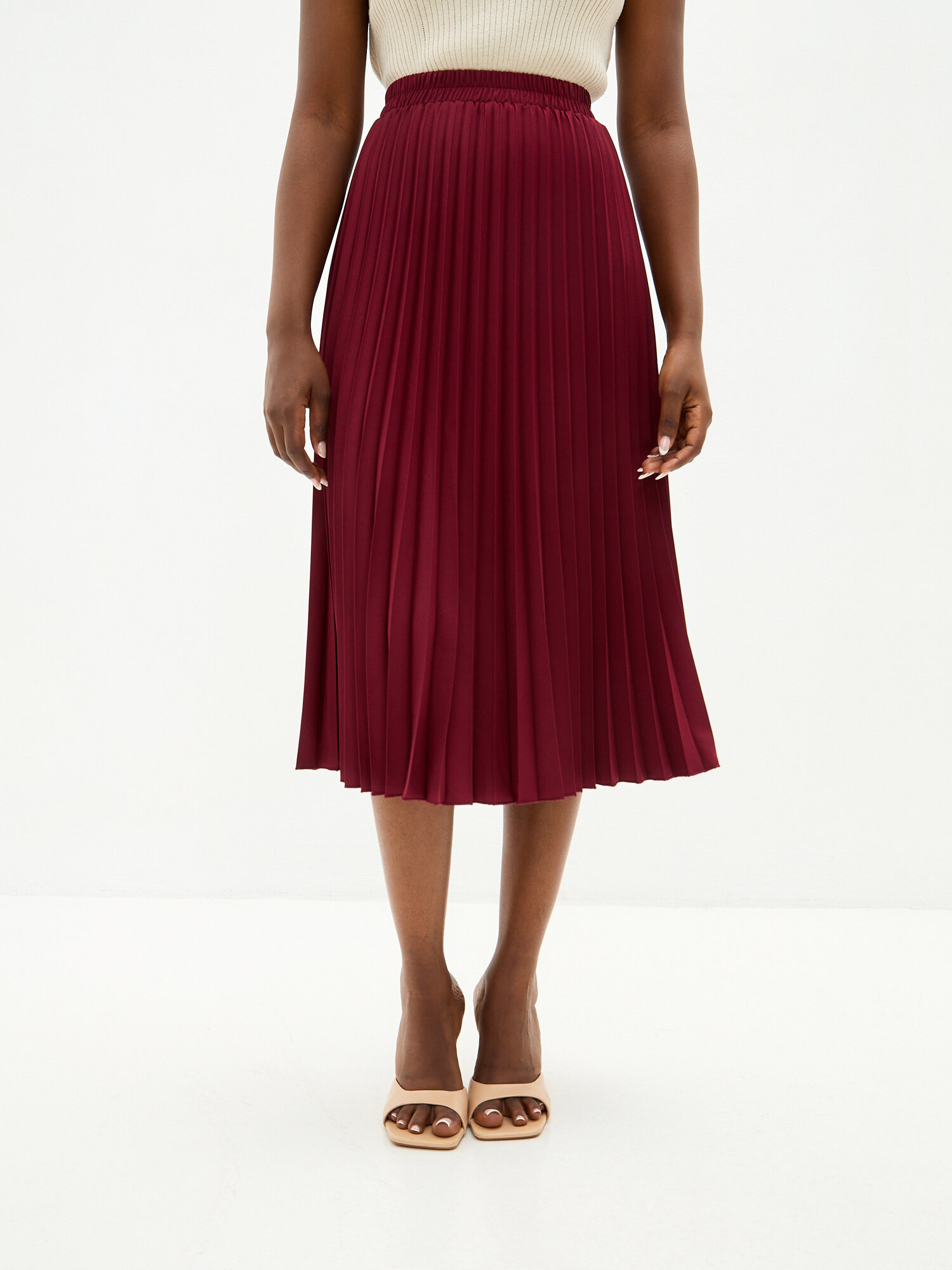 Юбка Amatum плиссе миди темно-бордовая