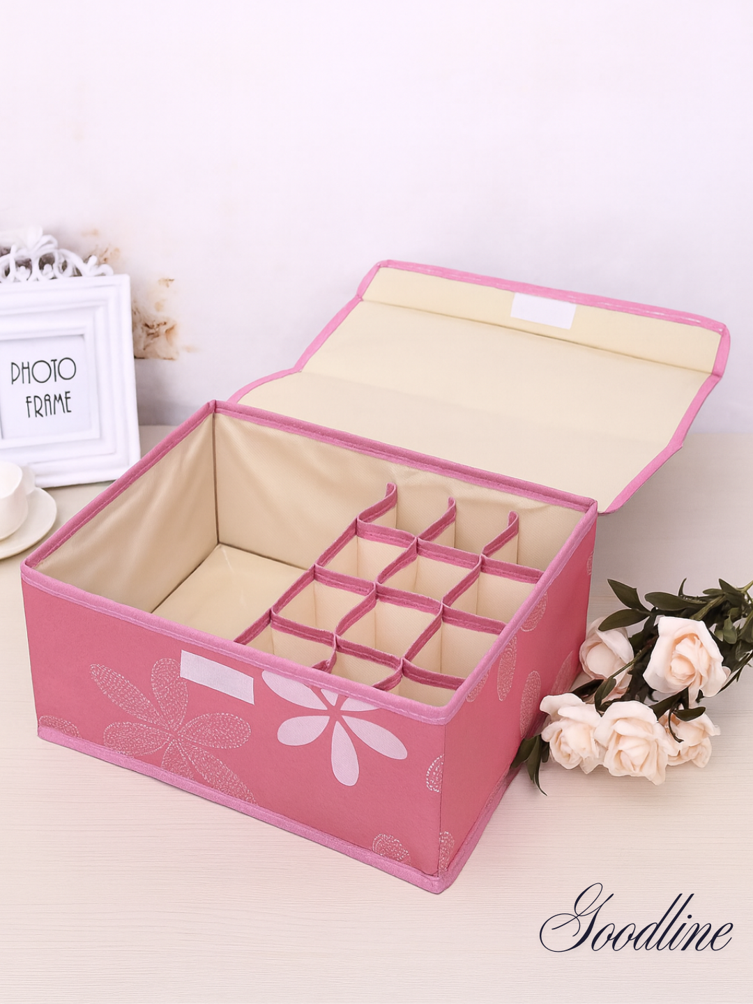 Ящик для хранения нижнего белья "Органайзер для одежды", 13 секций, Оксфордская ткань, розовый