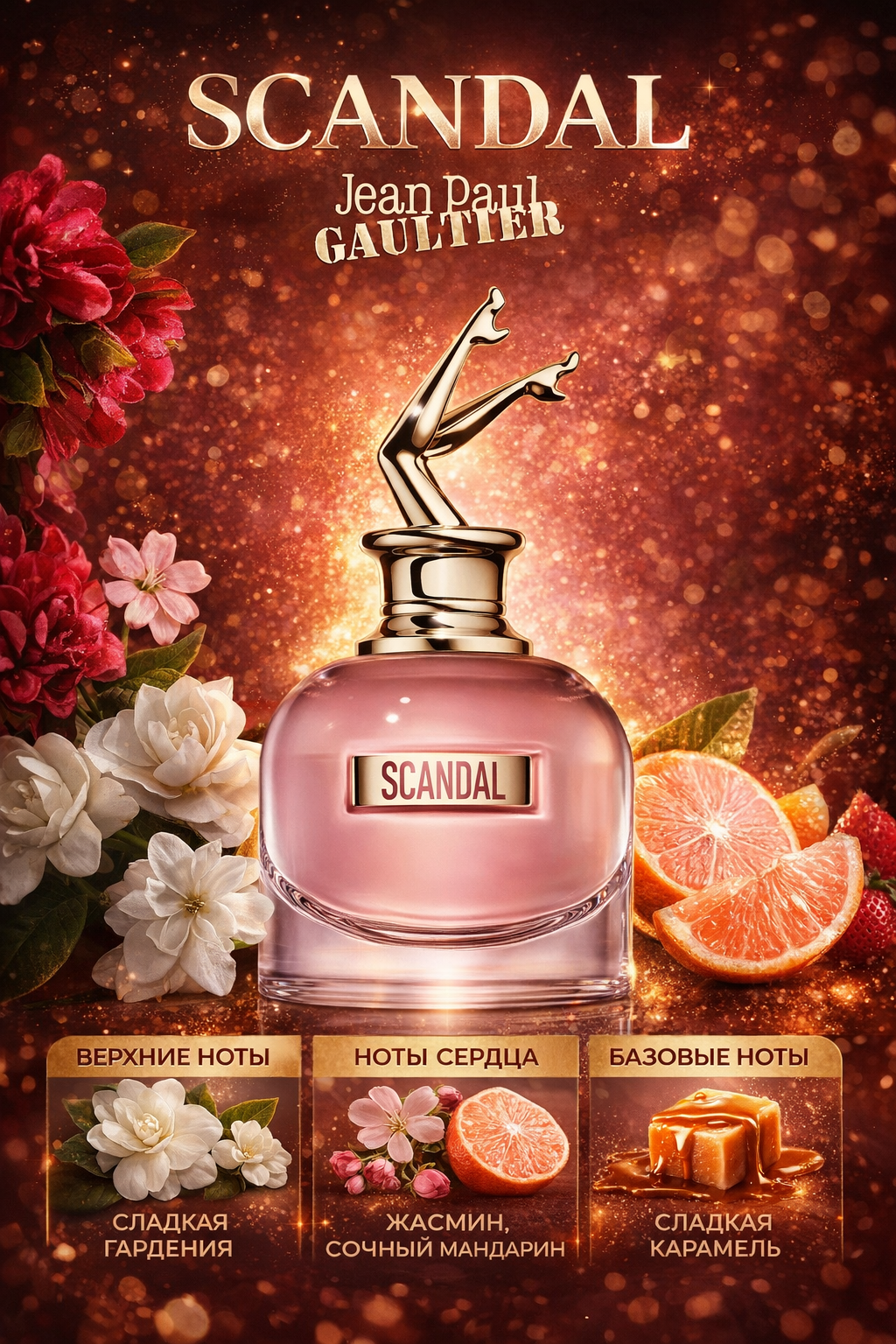 Женская парфюмерная вода Jean Paul Gaultier Scandal / So Scandal! — стойкий цветочно-сладкий аромат