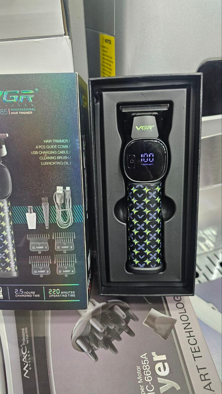 Триммер VGR V-185, для волос и бороды, нержавеющая сталь, быстрая зарядка, черный