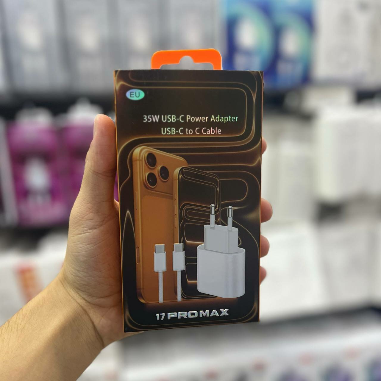 Зарядное устройство 35W USB-C для iPhone 17 Pro Max, оранжевое, USB-C to USB-C