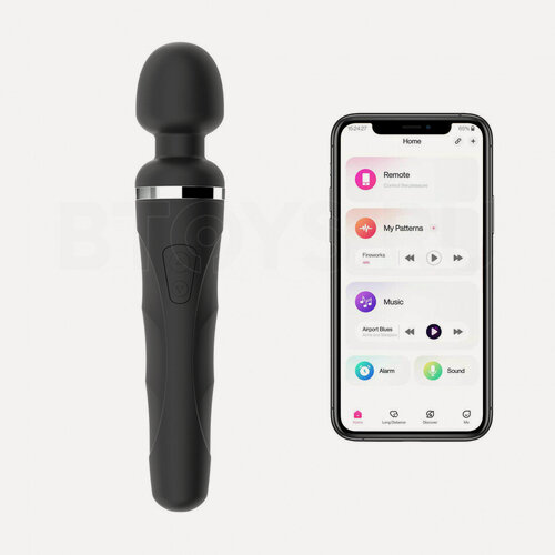 Изображение товара Lovense Domi 2 - силиконовый вибратор Mini Wand с умным управлением, черный