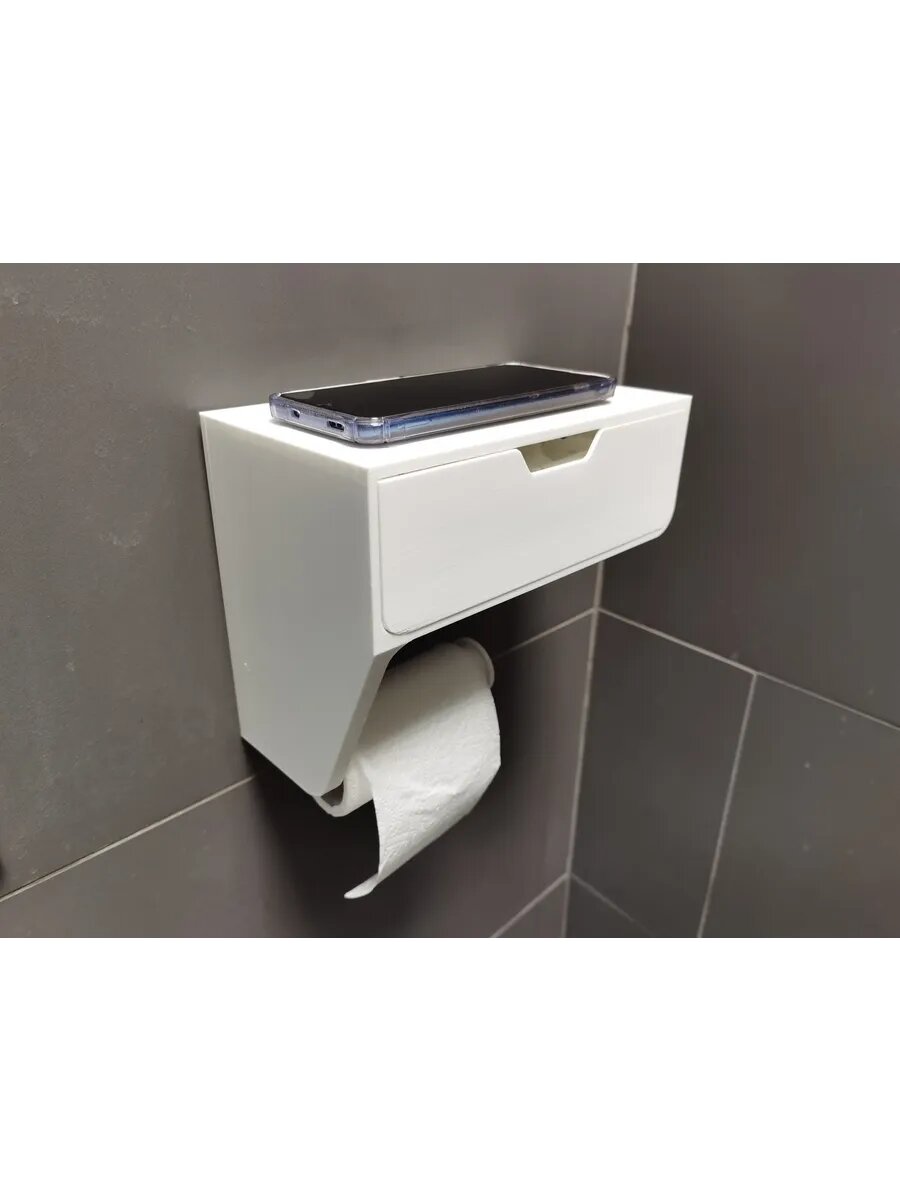 Держатель для туалетной бумаги с ящиком для мелочей и полочкой