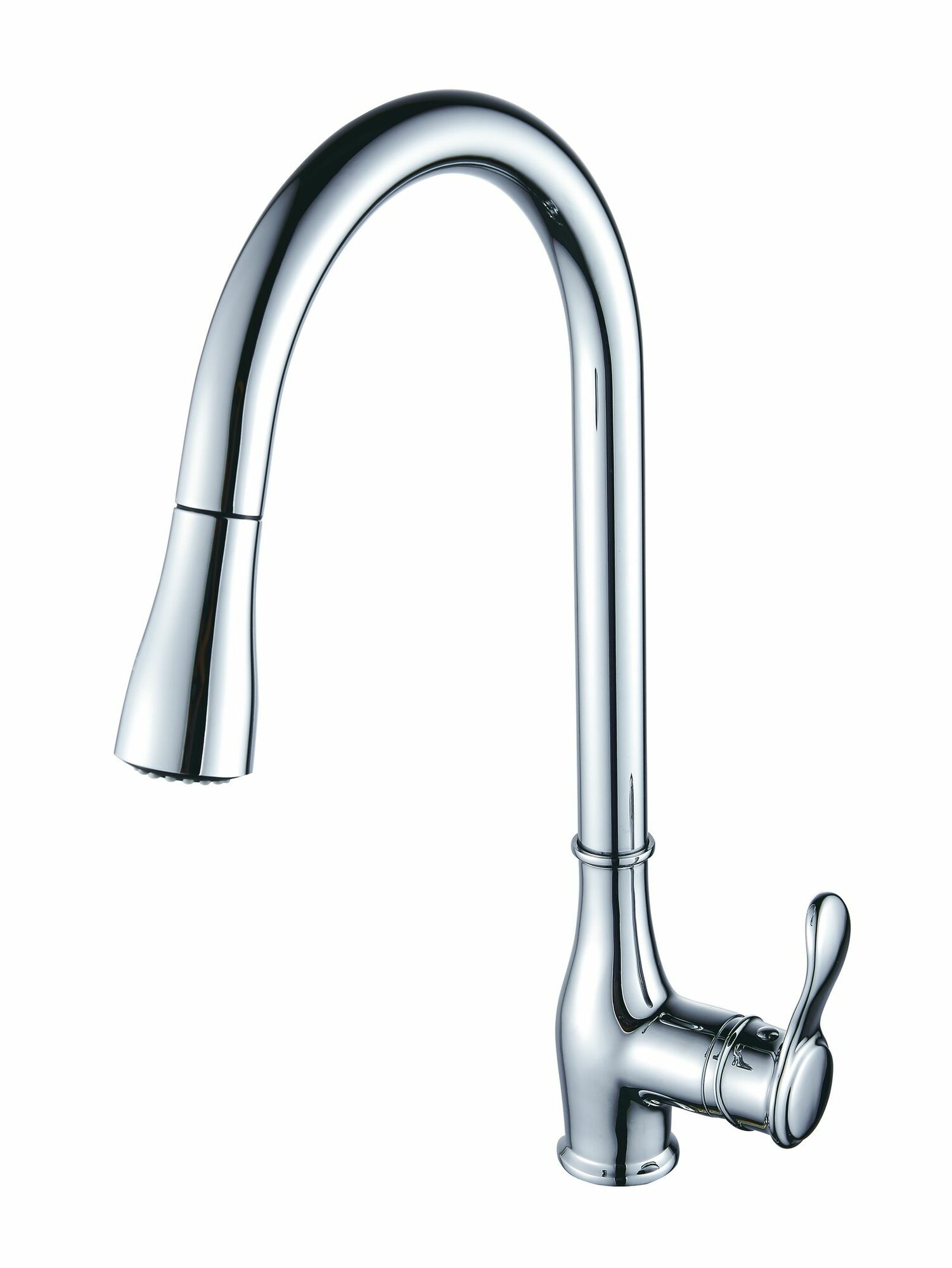 Смеситель для кухни с высоким изливом и выдвижной лейкой