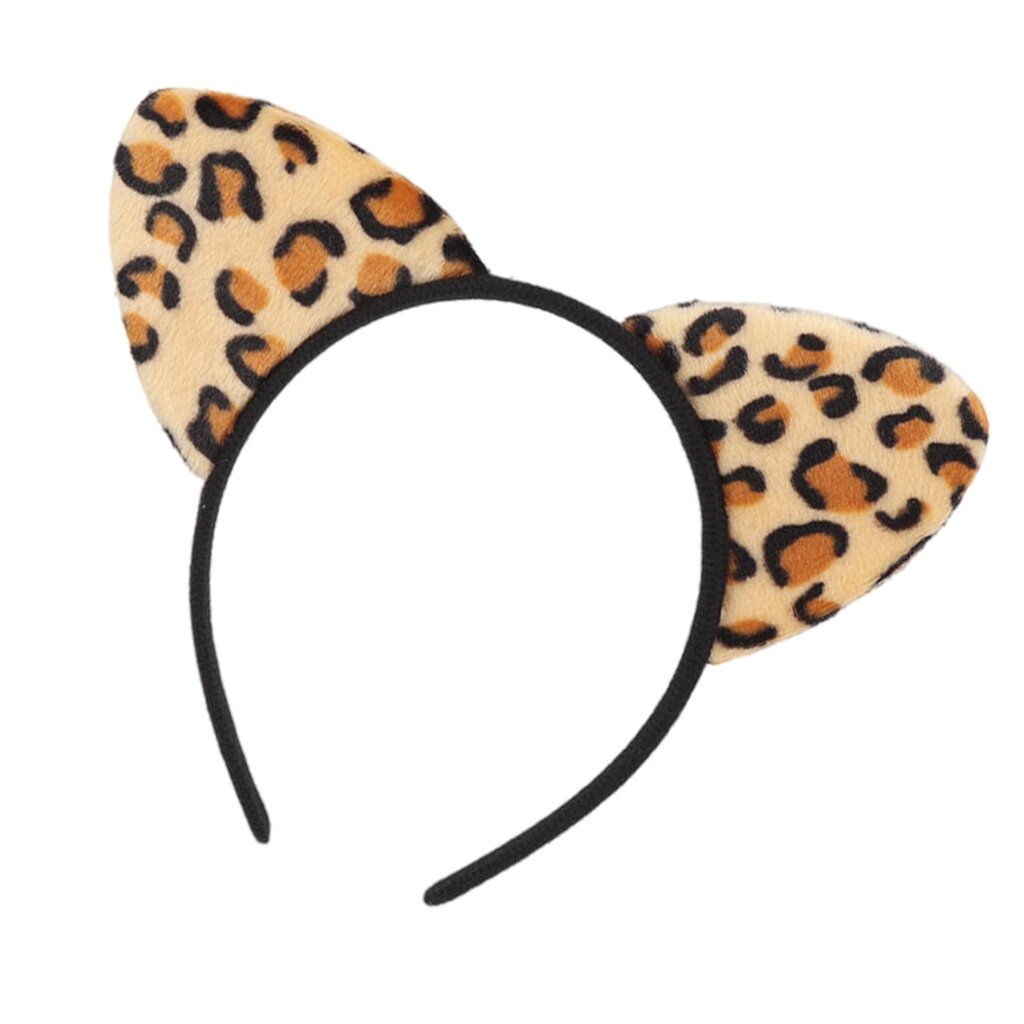 Леопардовая Кошка Оголовье-Черный Ободок С Ушами Леопард Кошачьи Уши