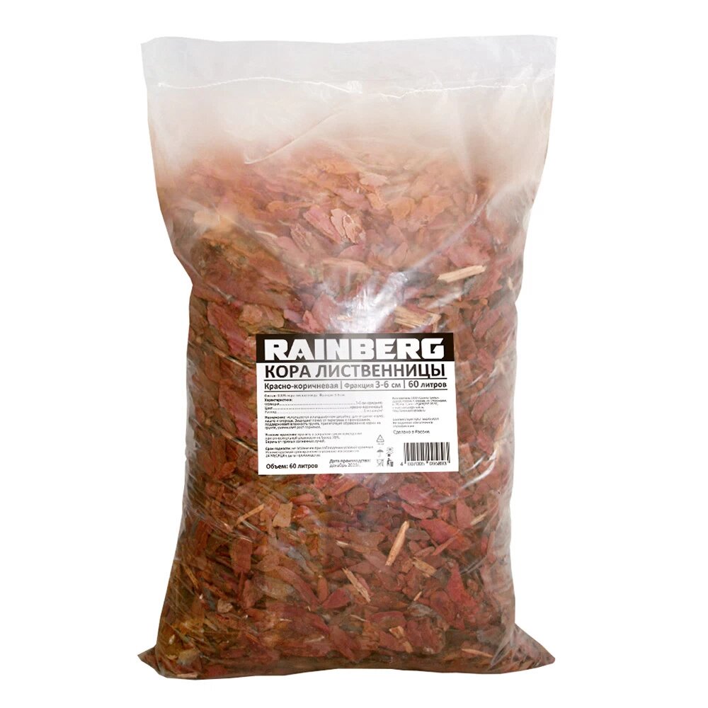 Кора Rainberg лиственницы фракция 30-60 мм 60 л Rainberg 5893