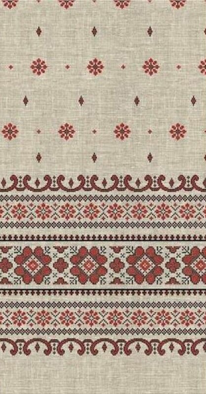 Кухонное полотенце Рогожка с петелькой для подвешивания 40*75 см "Русские узоры" серое в подарок на Новый год, на День Рождения, на 8 марта из 100% хлопка