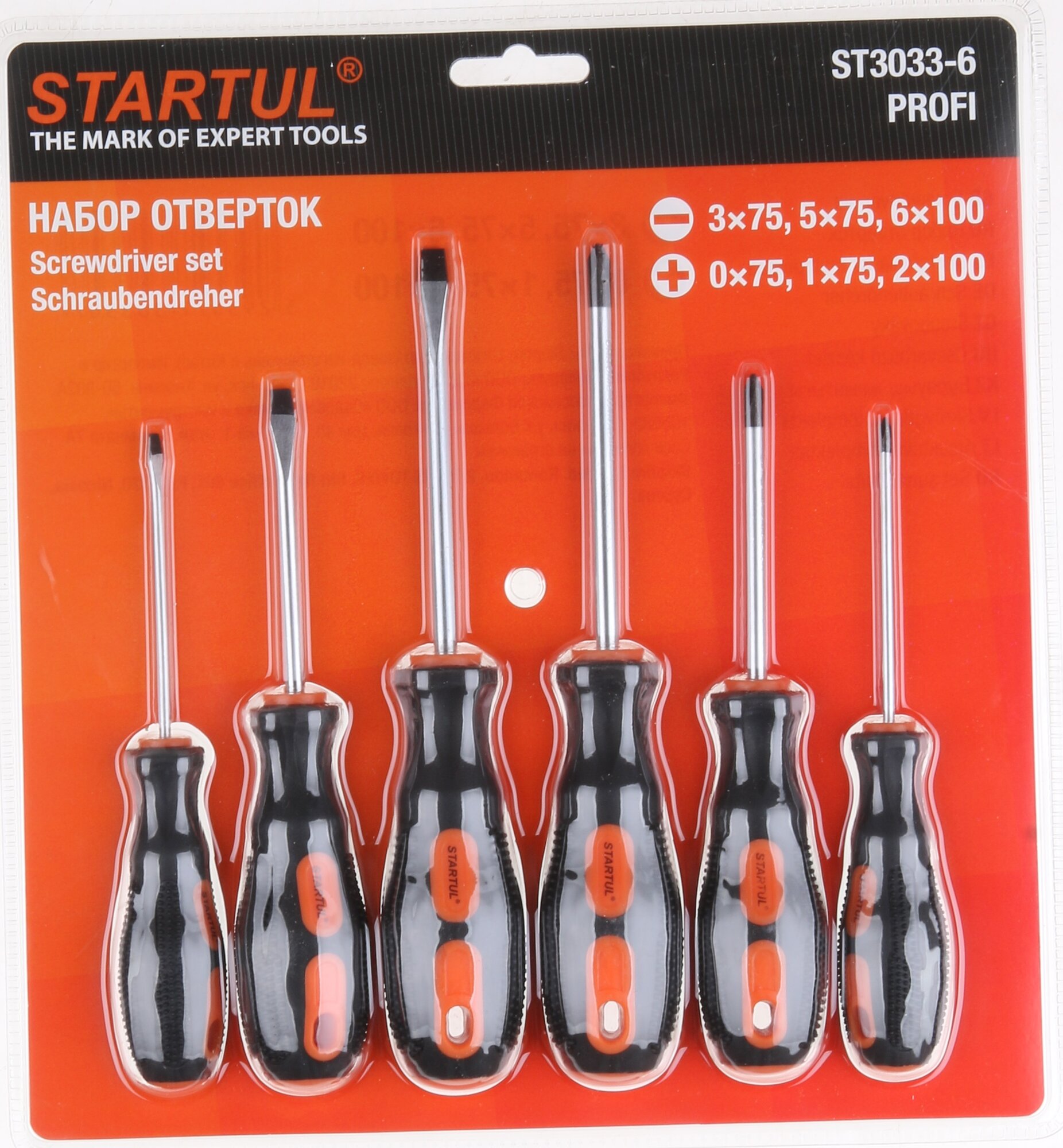 Набор отверток STARTUL ST3033-6, Cr-V сталь, намагниченные, 6 шт — фото 1