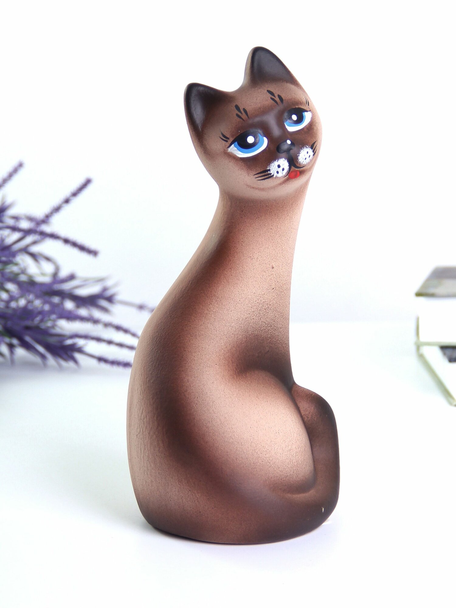 Кошка Муська 20 см шоколадная матовая