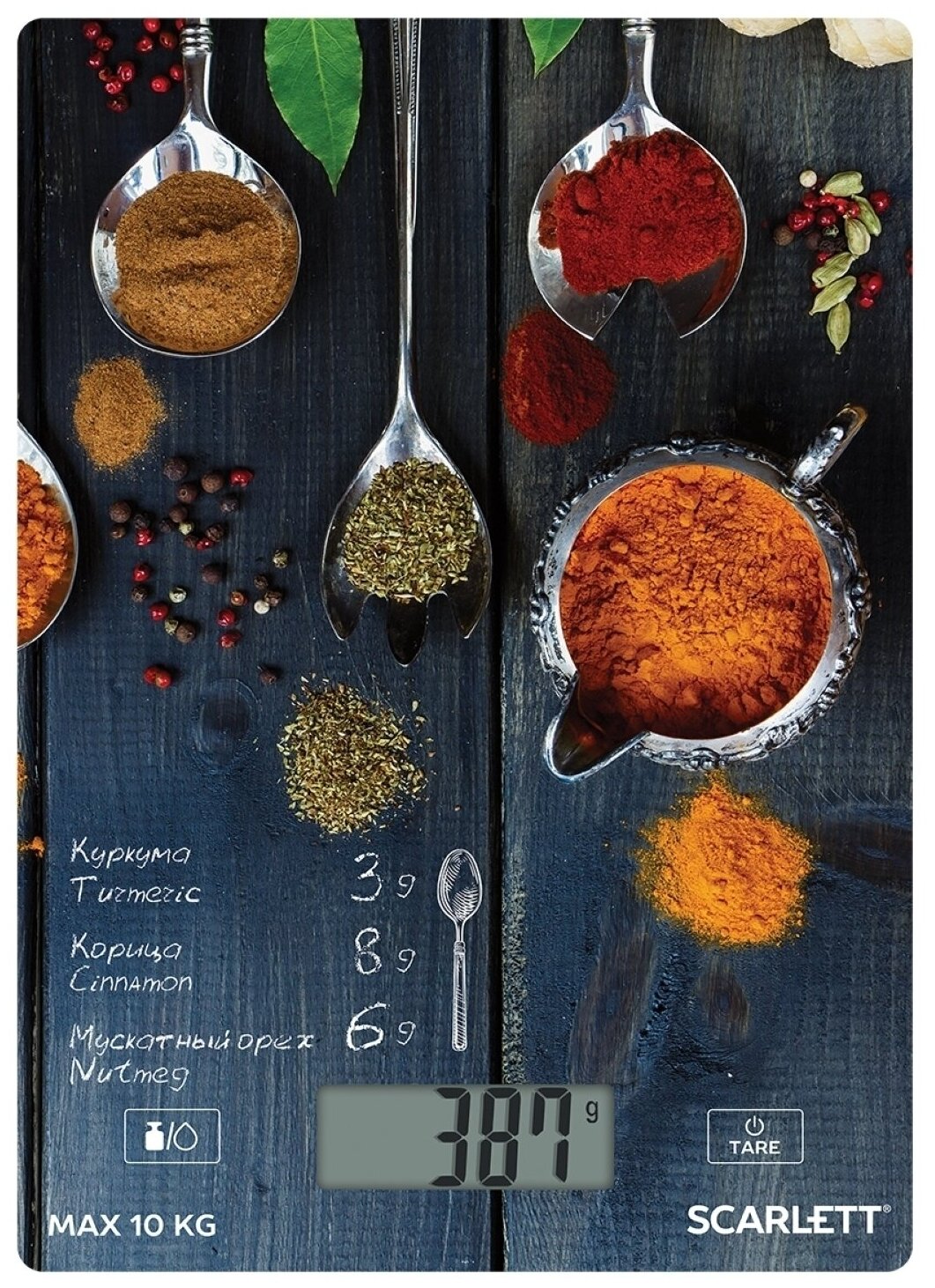 Весы кухонные Scarlett SC-KS57P68, стекло, электронные, до 10кг