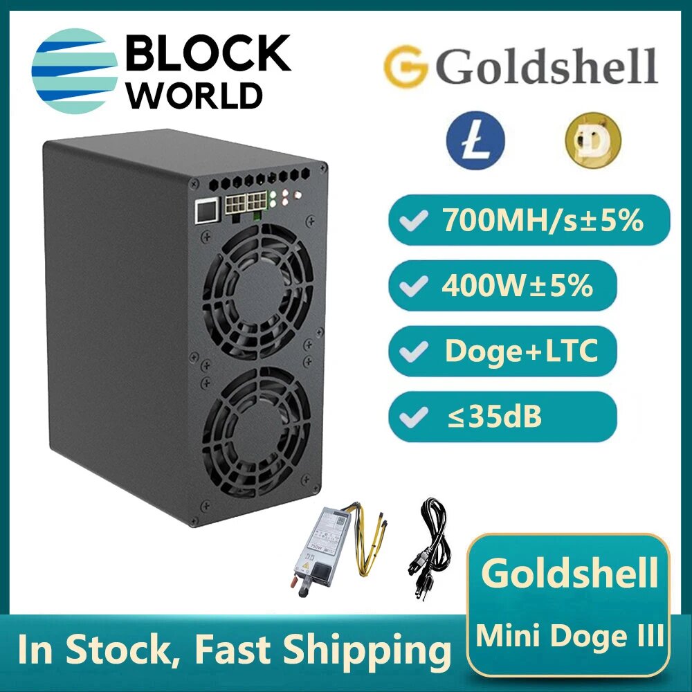 Новый Goldshell MINI DOGE III 700MH/S 400 Вт с блоком