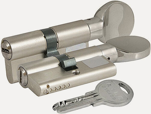 Изображение товара Цилиндровый механизм с вертушкой 164 SM/70 (30+10+30), никель, 5 ключей