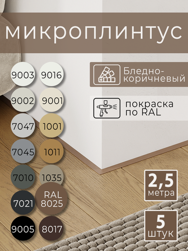 Изображение товара Микроплинтус с пружинами Бледно-коричневый RAL 8025 (2,5 метра)