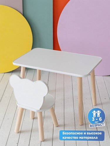Изображение товара Детский комплект мебели TODI "Прямоугольный", стол и стул, 3-6 лет